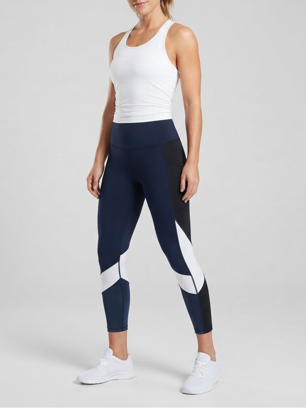 Ideology Women's High Rise Side Pockets Colorblock 7/8 Leggings